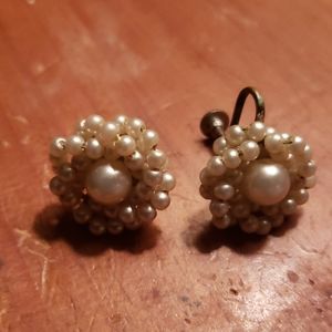 Very old flower pearl earrings